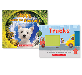 Books: "Trucks" and "Skippy likes the seasons"