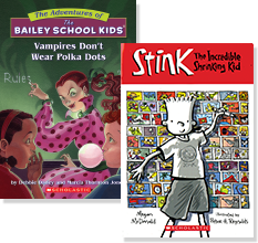 Books: "Vampires Don't Wear Polka Dots" and "Stink"