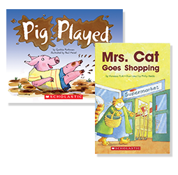 Books: "Pig Played" and "Mrs. Cat Goes Shopping"
