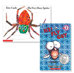 Books: "The Very Busy Spider" and "Hi! Fly Guy"